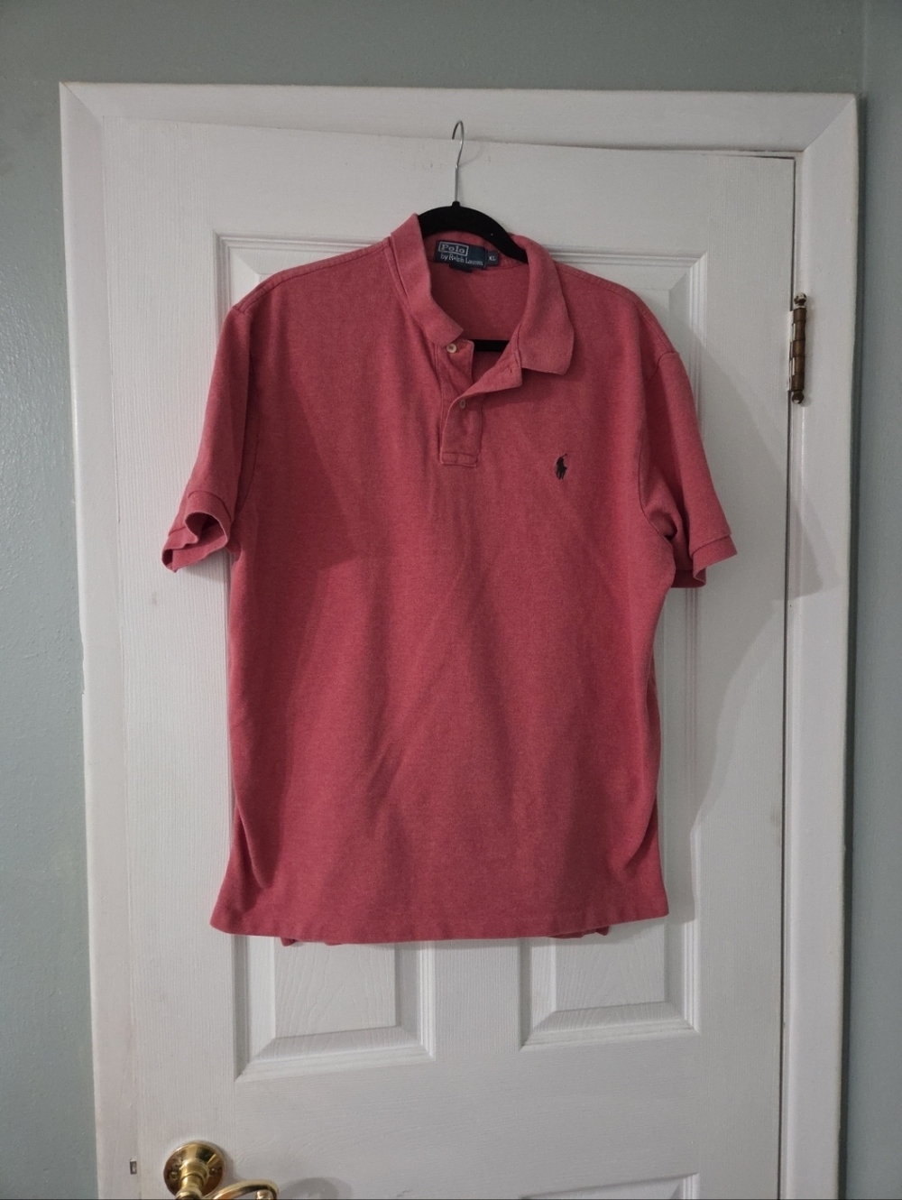 Ralph Lauren  Washed Red Polo Shirt with Embroidered Green Pony.  XL